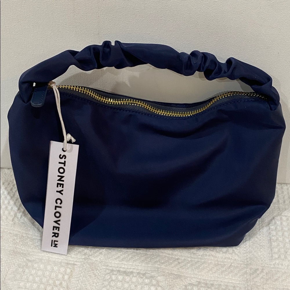 Stoney Clover Lane Scrunch Handle Shoulder Bag sapphire Blue w Gold zipper NWT